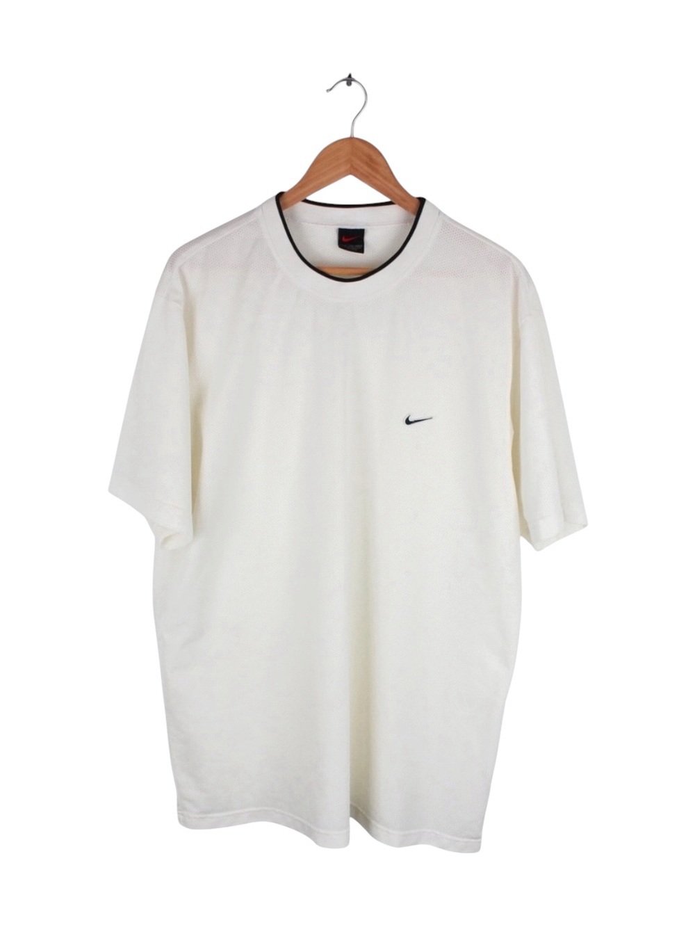 Vintage Nike Mesh Athletic T-Shirt White Black Swoosh Short Sleeve Men's XXL